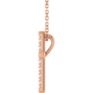 14K Rose Gold 1/4 CTW Lab-Grown Diamond French-Set Cross 16-18" Necklace