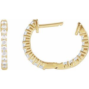 14K Yellow Gold Vermeil 1/2 CTW Lab-Grown Diamond Inside-Outside 14.5 mm Hoop Earrings – image 4