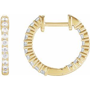 14K Yellow Gold Vermeil 1/2 CTW Lab-Grown Diamond Inside-Outside 14.5 mm Hoop Earrings