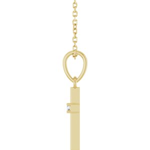 14K Yellow Gold .015 CT Natural Diamond Cross 16-18" Necklace