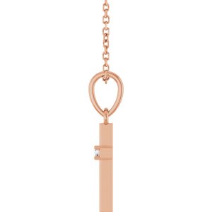 14K Rose Gold .015 CT Natural Diamond Cross 16-18" Necklace