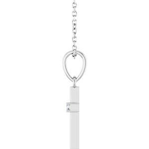 Sterling Silver .015 CT Natural Diamond Cross 16-18" Necklace