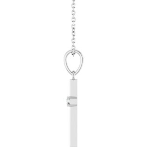 Sterling Silver .03 CT Natural Diamond Cross 16-18" Necklace