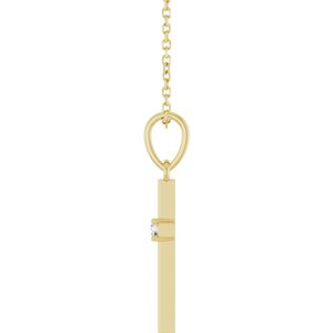 14K Yellow Gold .03 CT Natural Diamond Cross 16-18" Necklace