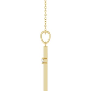 14K Yellow Gold .06 CT Natural Diamond Cross 16-18" Necklace