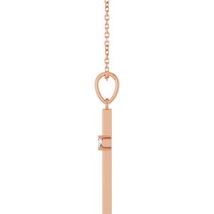 14K Rose Gold .06 CT Natural Diamond Cross 16-18" Necklace