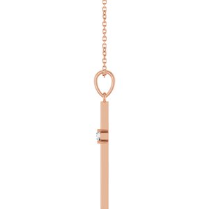 14K Rose Gold 1/10 CT Natural Diamond Cross 16-18" Necklace