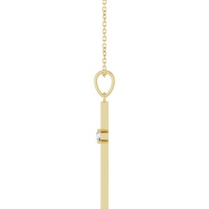 14K Yellow Gold 1/10 CT Natural Diamond Cross 16-18" Necklace