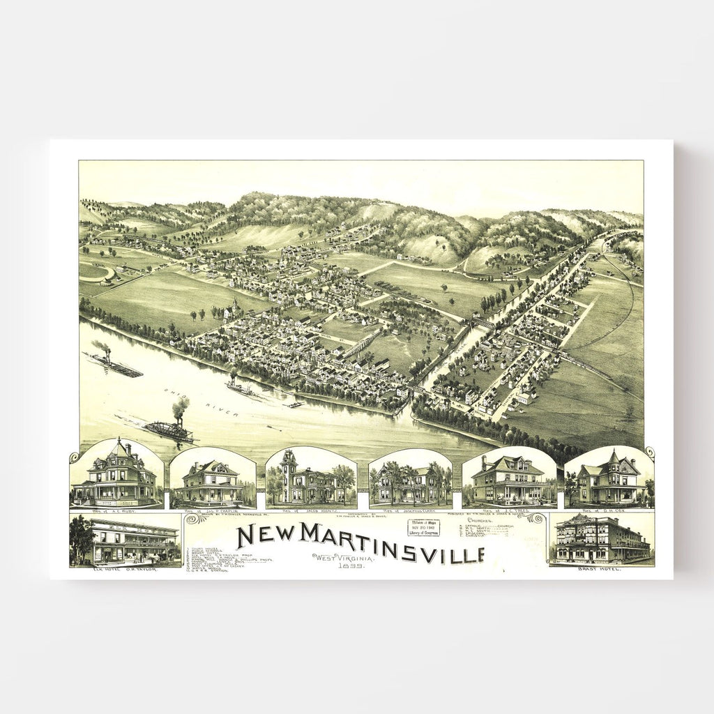 Vintage Map of New Martinsville, West Virginia 1899
