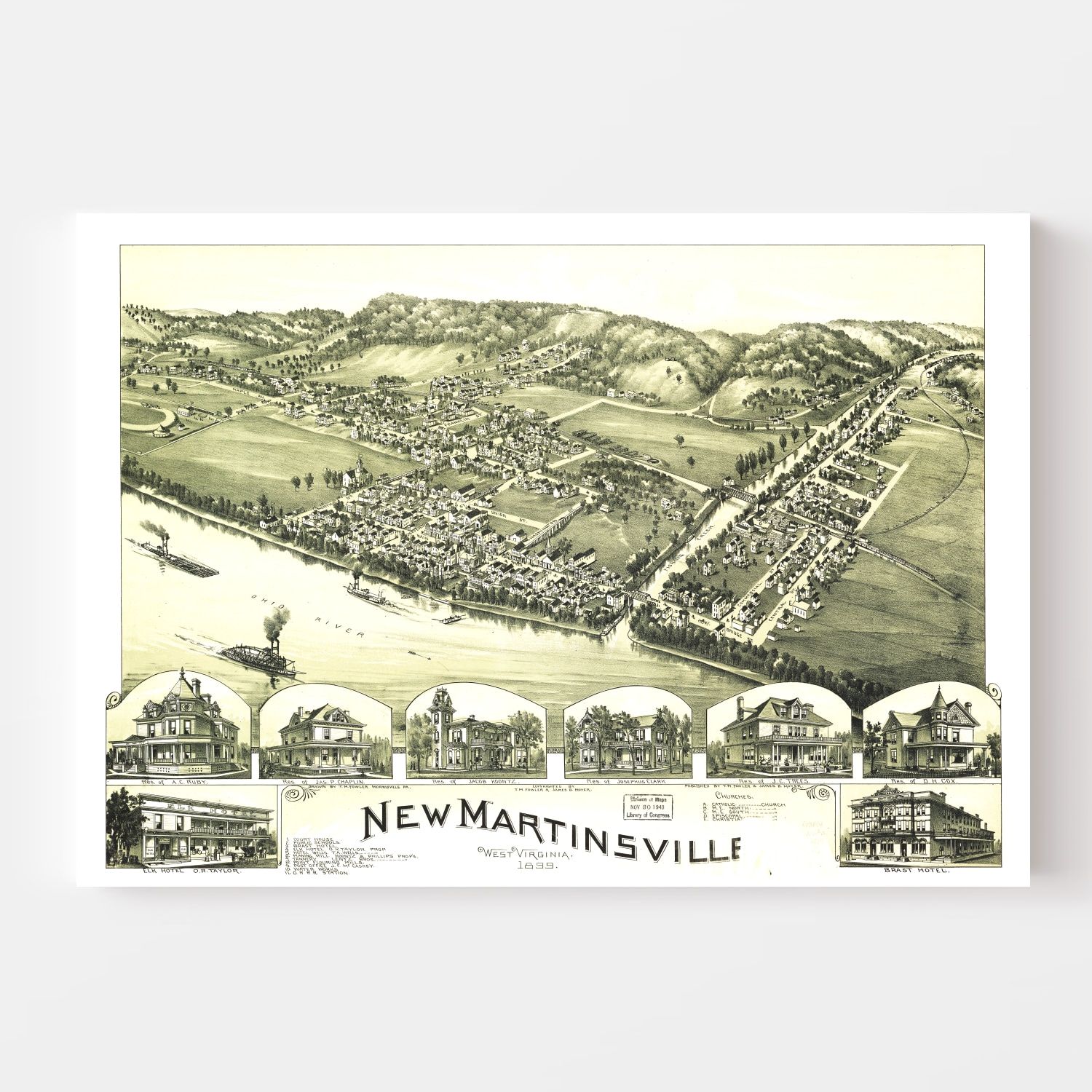 Vintage Map of New Martinsville, West Virginia 1899
