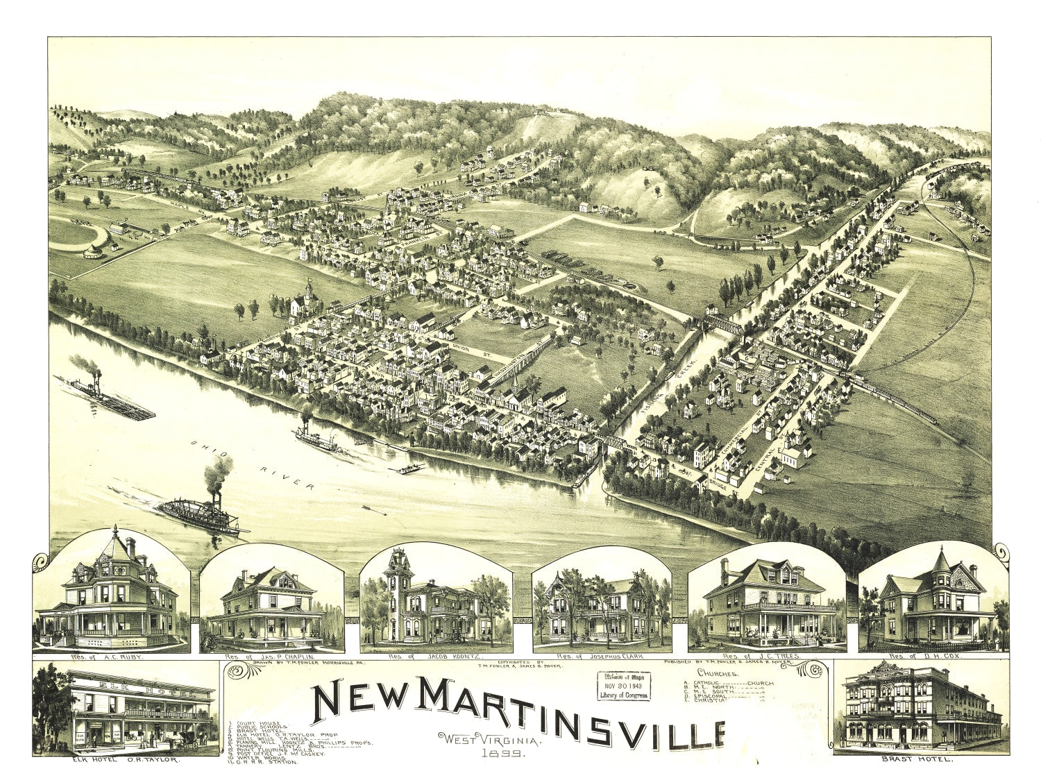 Vintage Map of New Martinsville, West Virginia 1899