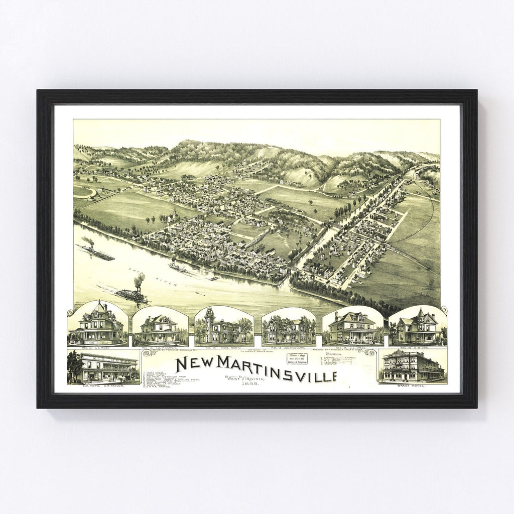 Vintage Map of New Martinsville, West Virginia 1899