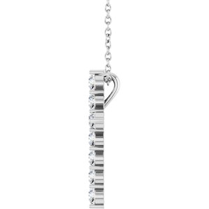 14K White 3/8 CTW Lab-Grown Diamond Cross 16-18" Necklace