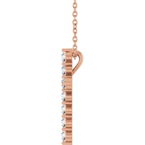14K Rose 3/8 CTW Lab-Grown Diamond Cross 16-18" Necklace