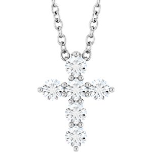 Sterling Silver 1/4 CTW Natural Diamond Cross 16-18" Necklace
