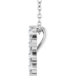 14K White 1/4 CTW Natural Diamond Cross 16-18" Necklace