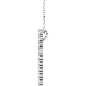 14K White Gold 1/2 CTW Lab-Grown Diamond Cross 16-18" Necklace