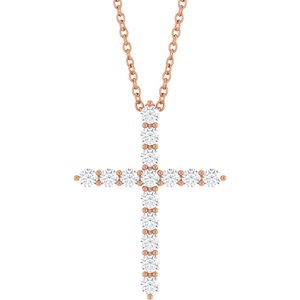 14K Rose Gold 1/2 CTW Natural Diamond Cross 16-18" Necklace