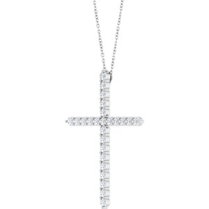 Sterling Silver 1 CTW Natural Diamond Cross 16-18" Necklace