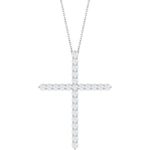 14K White 1 CTW Natural Diamond Cross 16-18" Necklace