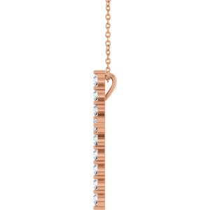 14K Rose 3/4 CTW Lab-Grown Diamond Cross 16-18" Necklace