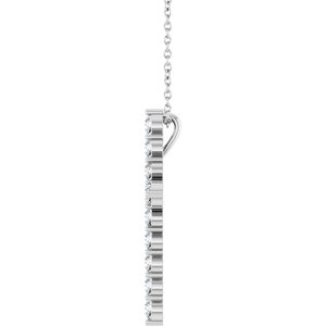 14K White 3/4 CTW Lab-Grown Diamond Cross 16-18" Necklace