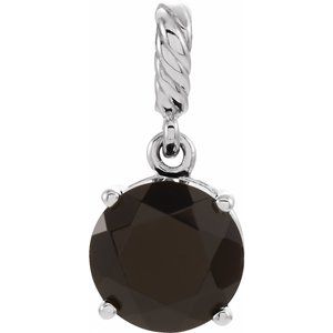 14K White Gold Natural Black Onyx Rope Pendant