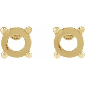 14K Yellow Gold 3.5 mm Round Rose-Cut 4-Prong Claw Stud Earring Mounting – image 2