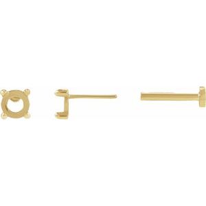 14K Yellow Gold 3.5 mm Round Rose-Cut 4-Prong Claw Stud Earring Mounting – image 3
