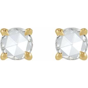 14K Yellow Gold 1/6 CT Rose-Cut Natural Diamond Stud Earring – image 2