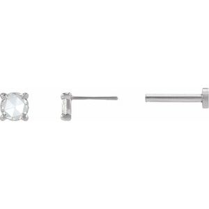 14K White Gold 1/6 CT Rose-Cut Natural Diamond Stud Earring – image 3