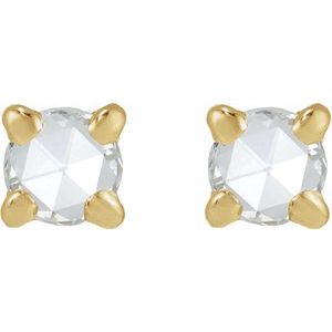 14K Yellow Gold .06 CT Rose-Cut Natural Diamond Stud Earring