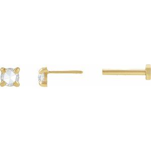 14K Yellow Gold .06 CT Rose-Cut Natural Diamond Stud Earring