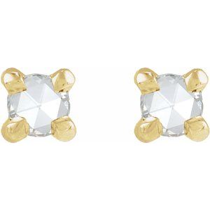 14K Yellow Gold .02 CT Rose-Cut Natural Diamond Stud Earring – image 2