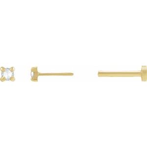 14K Yellow Gold .02 CT Rose-Cut Natural Diamond Stud Earring – image 3