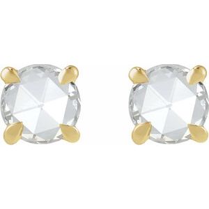 14K Yellow Gold 1/8 CT Rose-Cut Natural Diamond Stud Earring – image 2