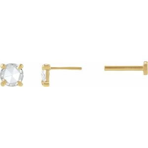 14K Yellow Gold 1/8 CT Rose-Cut Natural Diamond Stud Earring – image 3