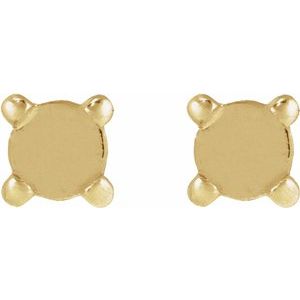 14K Yellow Gold 2.5 mm Round Rose-Cut 4-Prong Claw Stud Earring Mounting – image 2