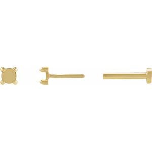 14K Yellow Gold 2.5 mm Round Rose-Cut 4-Prong Claw Stud Earring Mounting – image 3