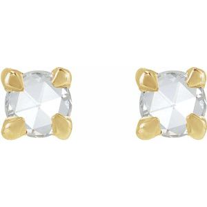 14K Yellow Gold .04 CT Rose-Cut Natural Diamond Stud Earring – image 2