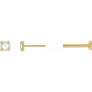 14K Yellow Gold .04 CT Rose-Cut Natural Diamond Stud Earring – image 3