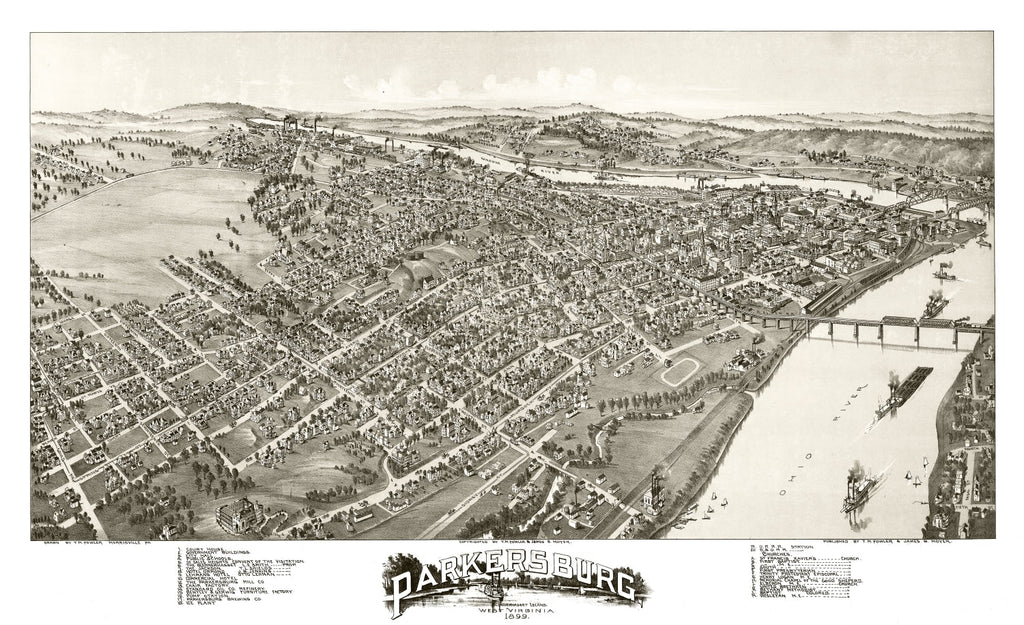 Vintage Map of Parkersburg, West Virginia 1899