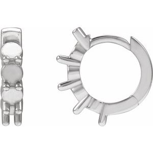 14K White Gold 3 mm Round Hinged 13.1 mm Hoop Earring Mounting