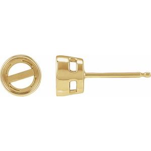 14K Yellow Gold 6.5 mm Round Bezel-Set Stud Earring Mounting