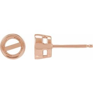14K Rose Gold 7 mm Round Bezel-Set Stud Earring Mounting