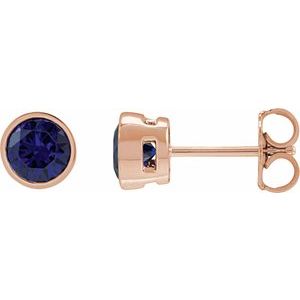 14K Rose Gold 5 mm Lab-Grown Blue Sapphire Stud Earrings