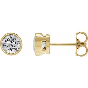 14K Yellow Gold 6 mm Natural White Sapphire Stud Earrings