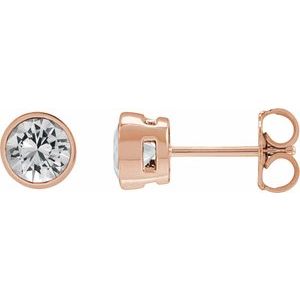 14K Rose Gold 5 mm Natural White Sapphire Stud Earrings