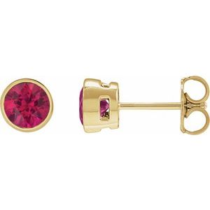 14K Yellow Gold 5 mm Lab-Grown Ruby Stud Earrings