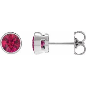 14K White Gold 4 mm Lab-Grown Ruby Stud Earrings